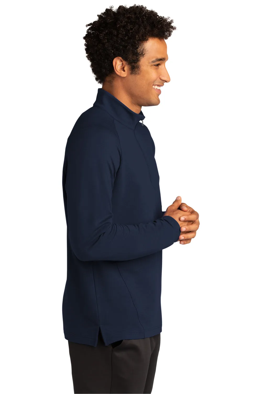 Sport-Tek Mens Flex Fleece Moisture Wicking 1/4 Zip Sweatshirt - True Navy Blue Clothing Sport-Tek