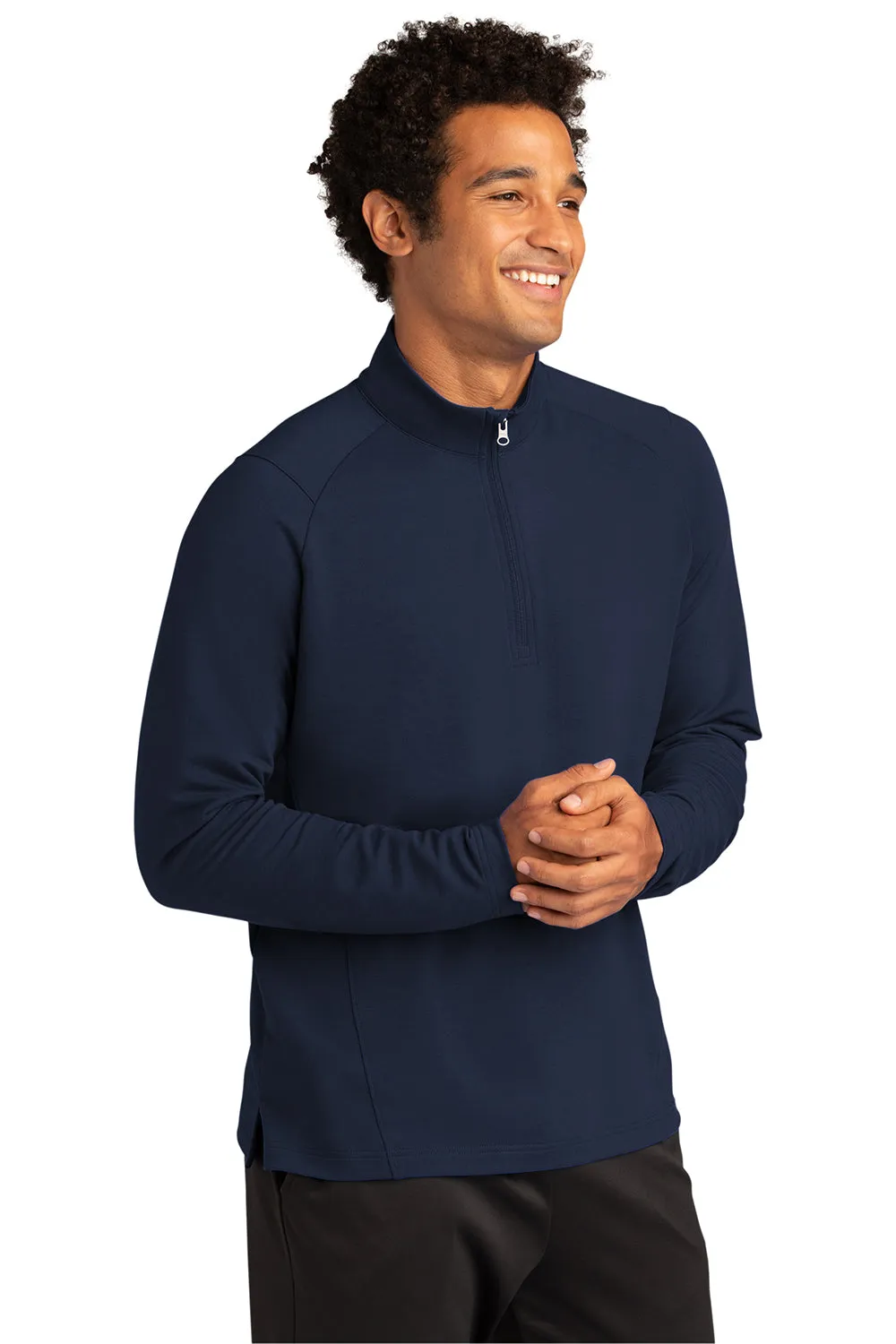 Sport-Tek Mens Flex Fleece Moisture Wicking 1/4 Zip Sweatshirt - True Navy Blue Clothing Sport-Tek