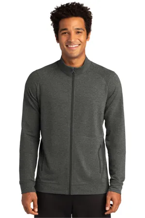 Sport-Tek Mens Flex Fleece Moisture Wicking Full Zip Sweatshirt w/ Pockets - Heather Dark Grey Clothing Sport-Tek