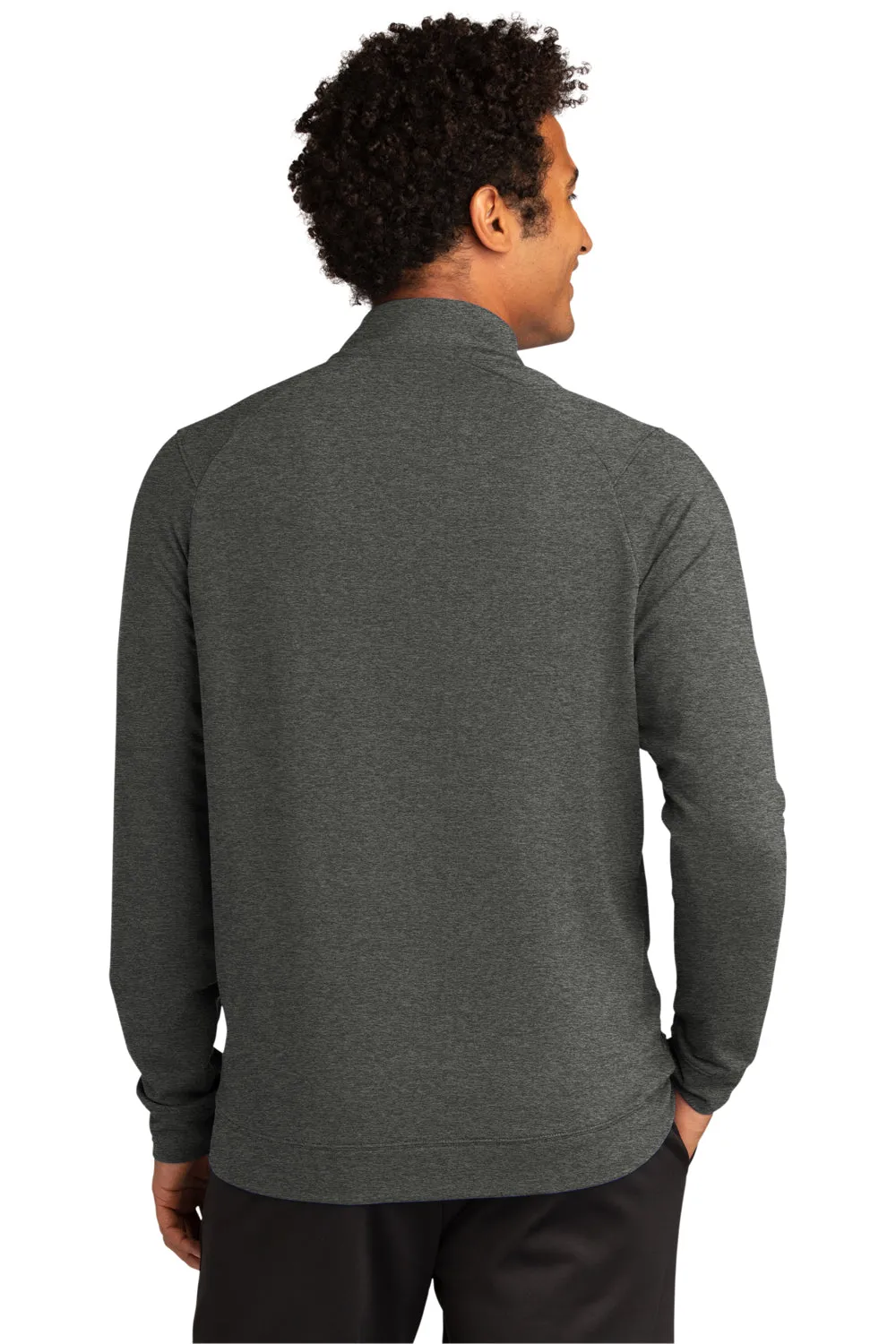 Sport-Tek Mens Flex Fleece Moisture Wicking Full Zip Sweatshirt w/ Pockets - Heather Dark Grey Clothing Sport-Tek
