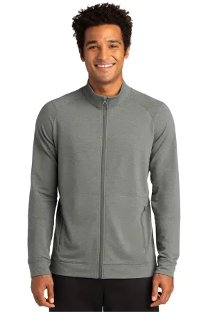 Sport-Tek Mens Flex Fleece Moisture Wicking Full Zip Sweatshirt w/ Pockets - Heather Light Grey Clothing Sport-Tek