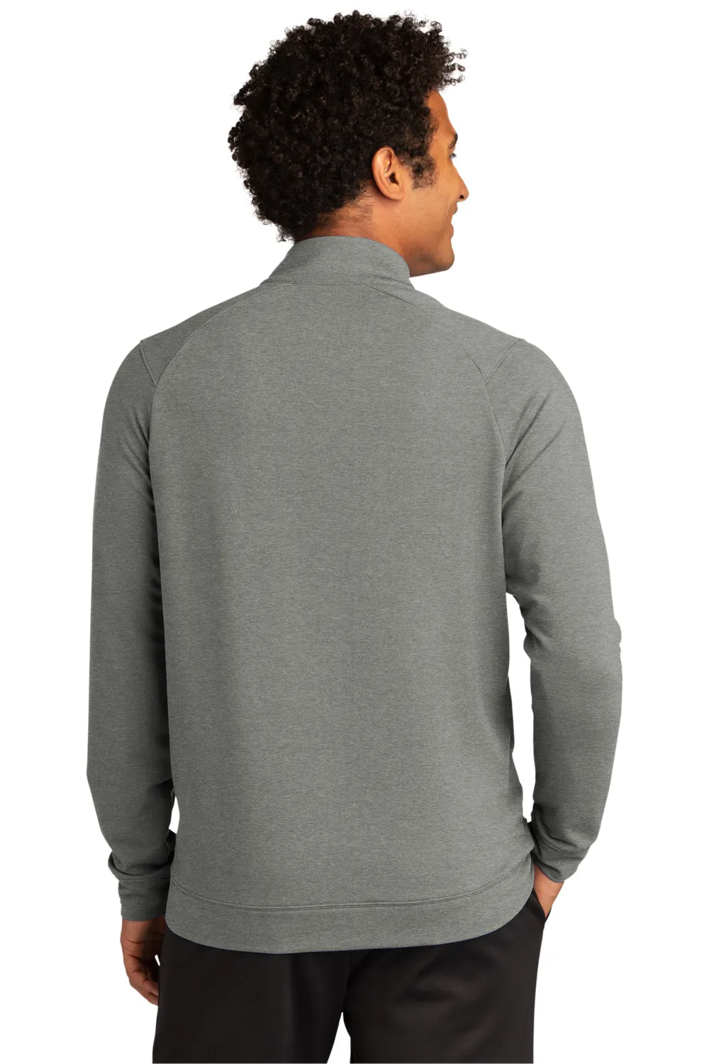 Sport-Tek Mens Flex Fleece Moisture Wicking Full Zip Sweatshirt w/ Pockets - Heather Light Grey Clothing Sport-Tek
