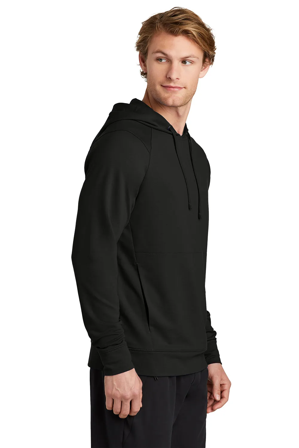 Sport-Tek Mens Flex Fleece Moisture Wicking Hooded Sweatshirt Hoodie w/ Pockets - Black