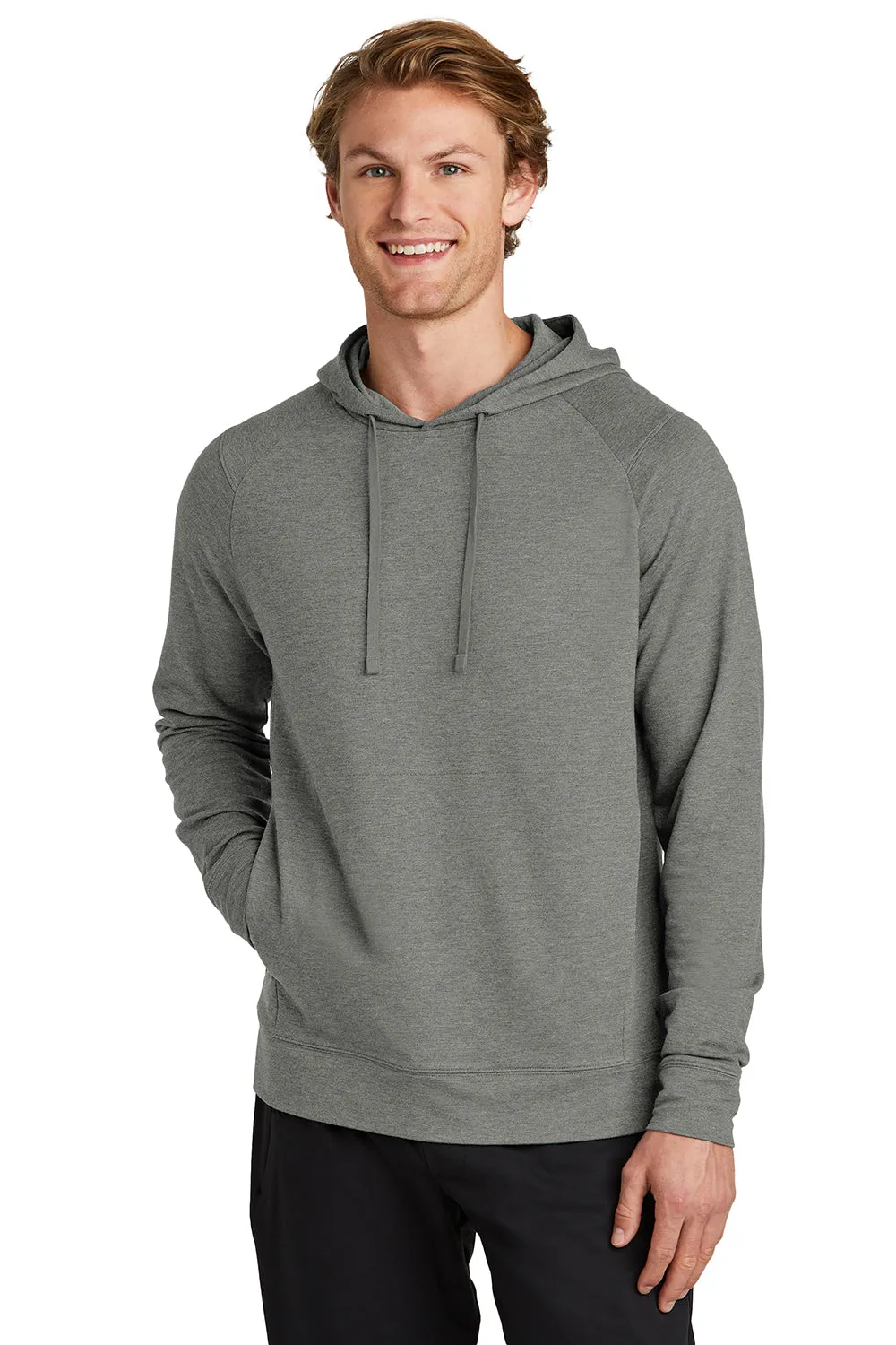 Sport-Tek Mens Flex Fleece Moisture Wicking Hooded Sweatshirt Hoodie w/ Pockets - Heather Light Grey