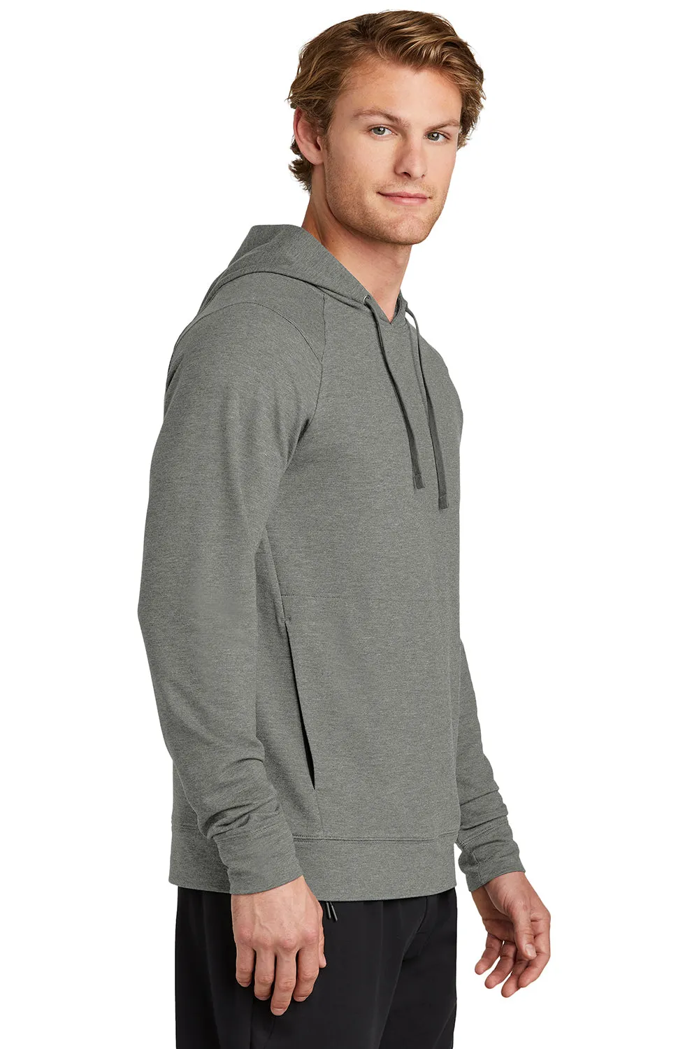 Sport-Tek Mens Flex Fleece Moisture Wicking Hooded Sweatshirt Hoodie w/ Pockets - Heather Light Grey