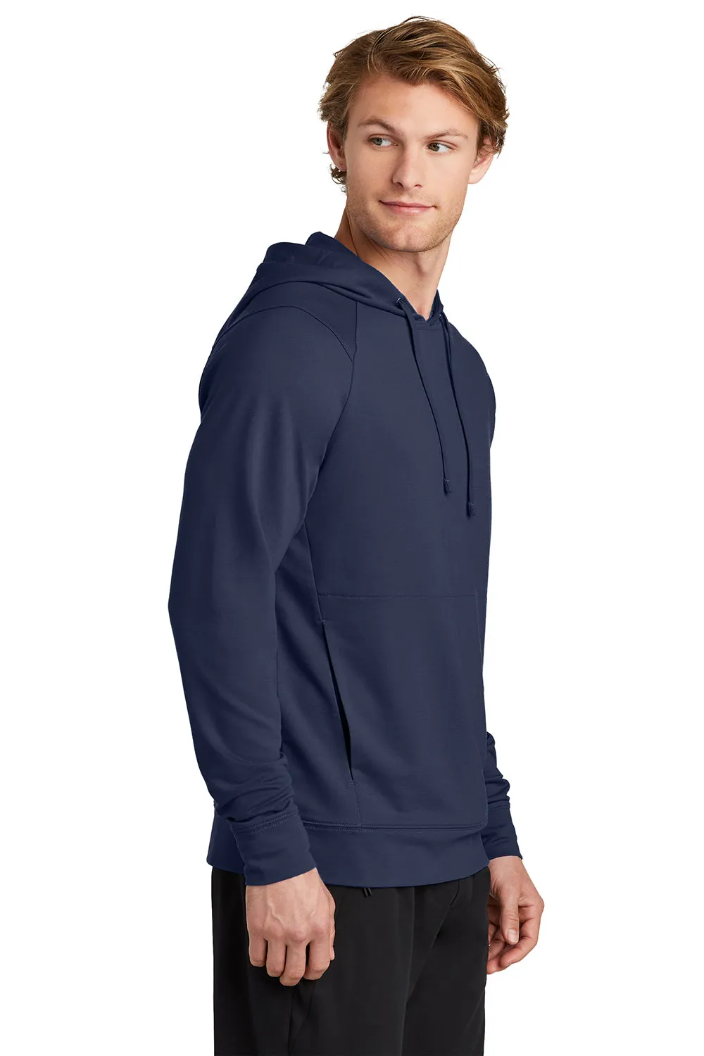 Sport-Tek Mens Flex Fleece Moisture Wicking Hooded Sweatshirt Hoodie w/ Pockets - True Navy Blue