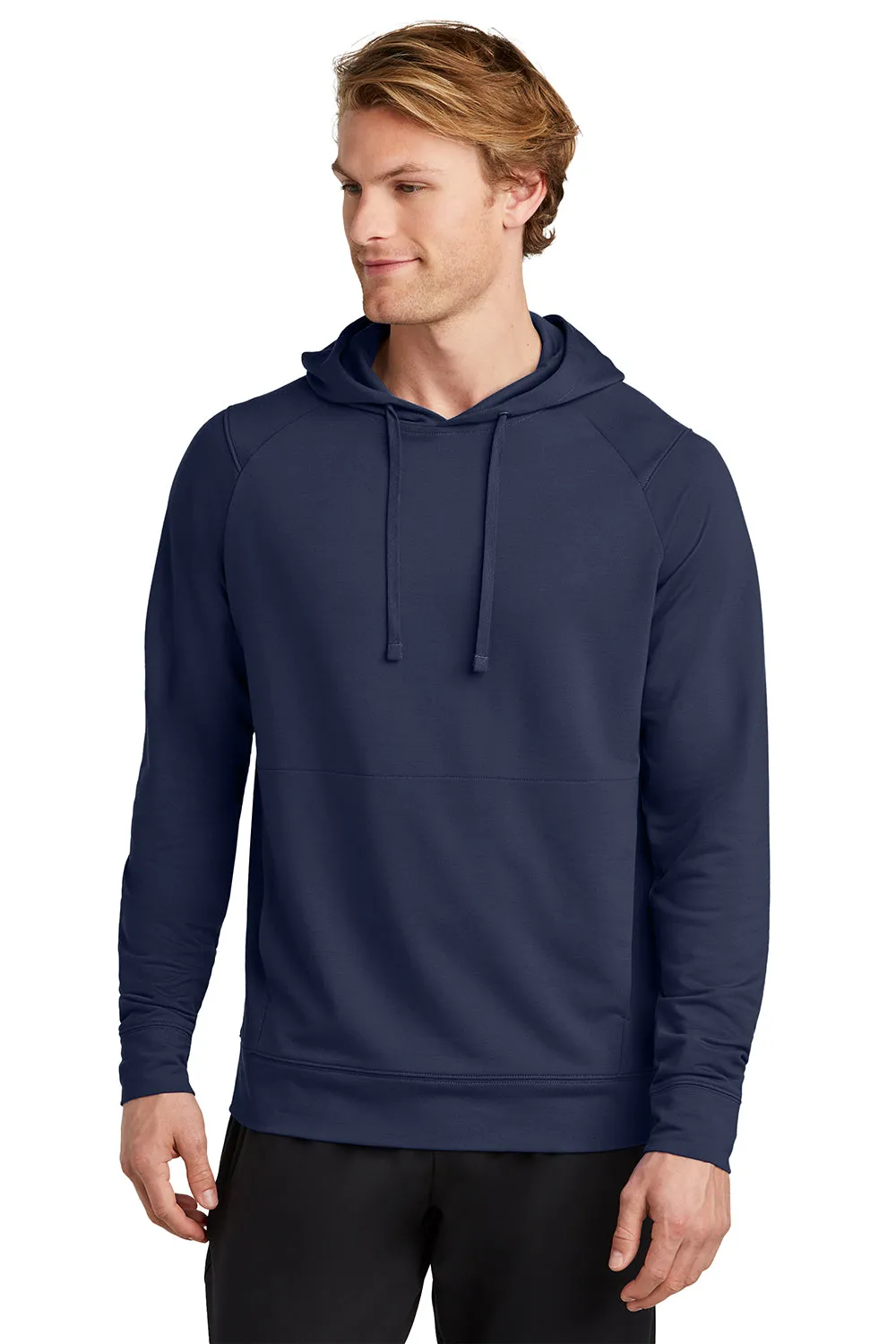 Sport-Tek Mens Flex Fleece Moisture Wicking Hooded Sweatshirt Hoodie w/ Pockets - True Navy Blue