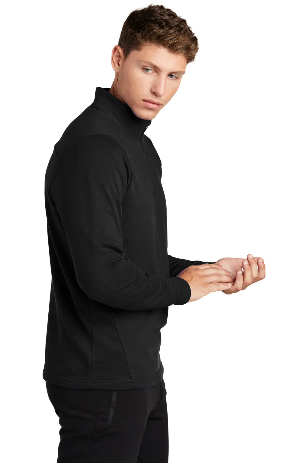 Sport-Tek Mens French Terry 1/4 Zip Sweatshirt - Black Clothing Sport-Tek