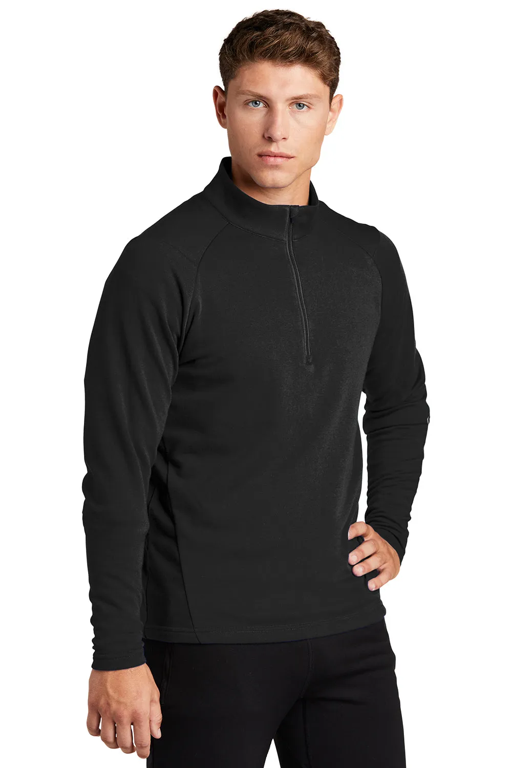 Sport-Tek Mens French Terry 1/4 Zip Sweatshirt - Black Clothing Sport-Tek