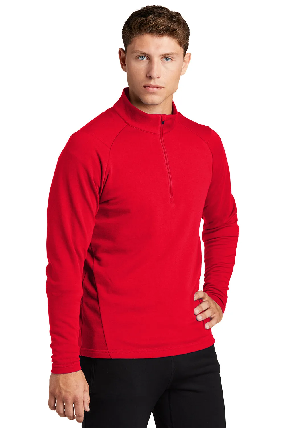 Sport-Tek Mens French Terry 1/4 Zip Sweatshirt - True Red