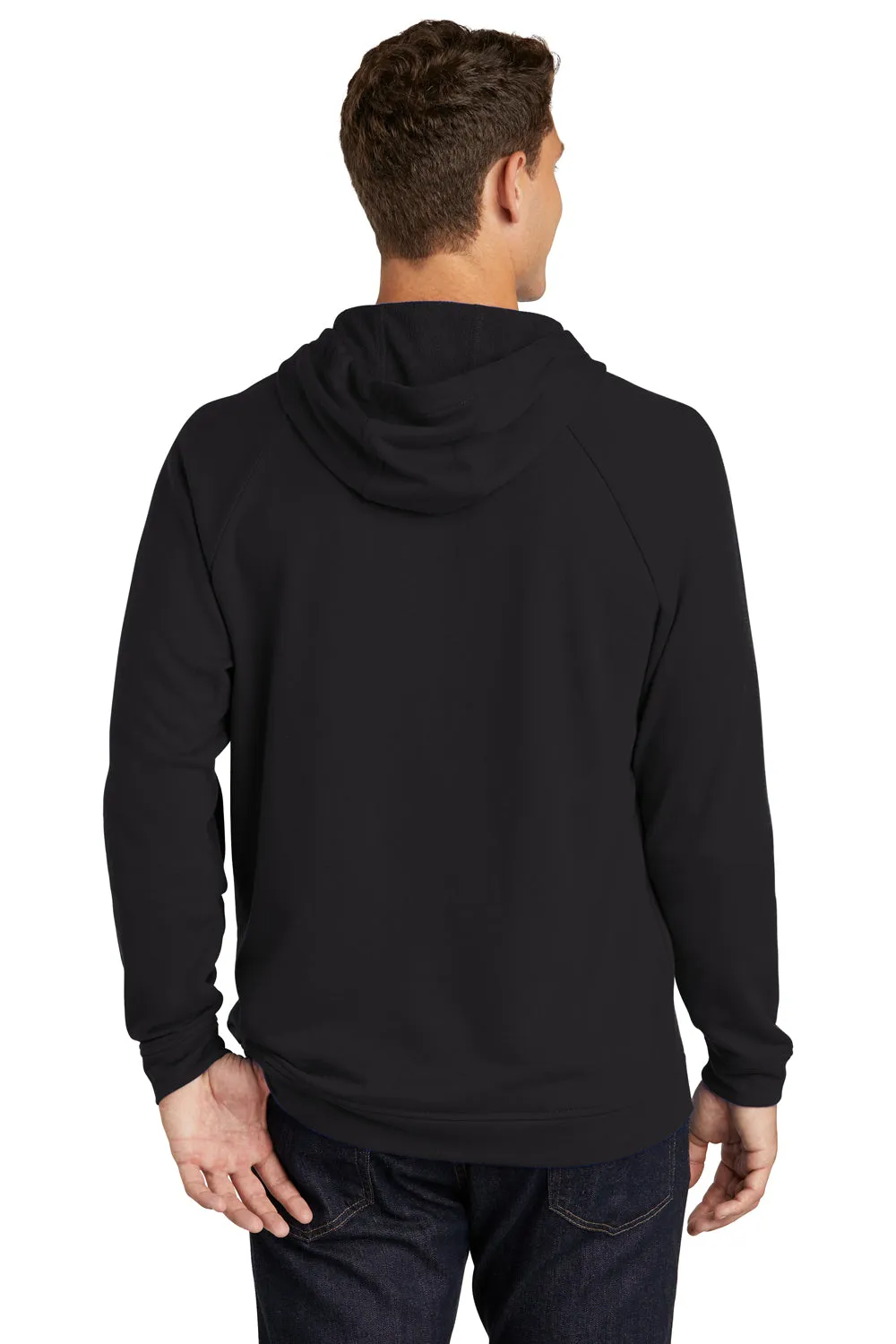 Sport-Tek Mens French Terry Hooded Sweatshirt Hoodie w/ Pouch Pocket - Black