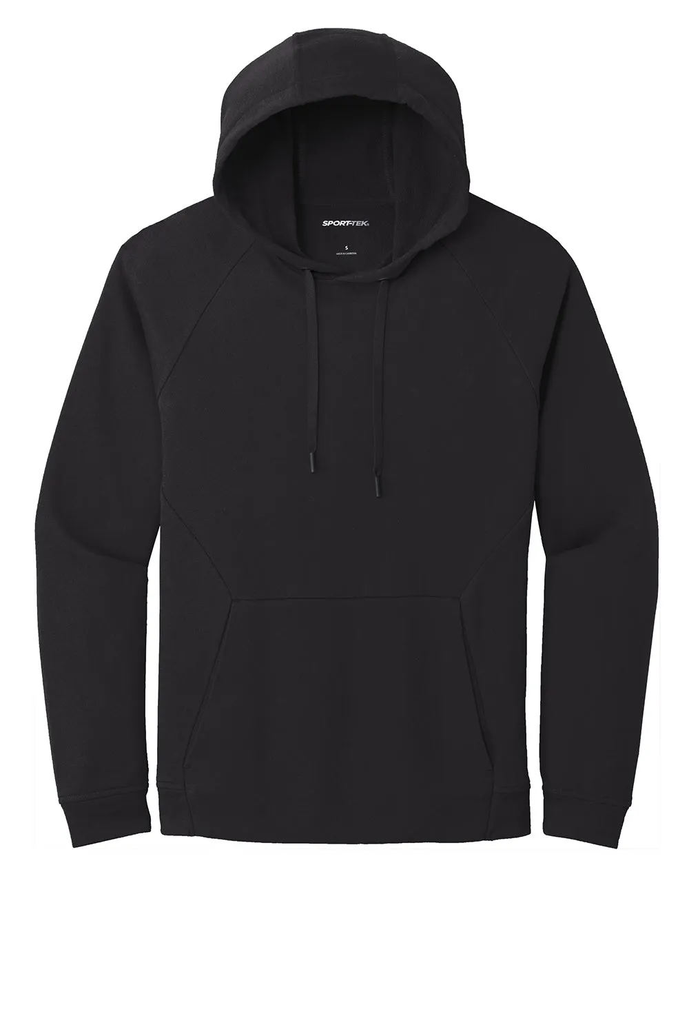 Sport-Tek Mens French Terry Hooded Sweatshirt Hoodie w/ Pouch Pocket - Black