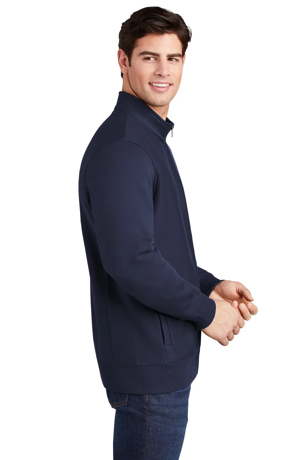 Sport-Tek Mens Full Zip Sweatshirt w/ Pockets - True Navy Blue Clothing Sport-Tek