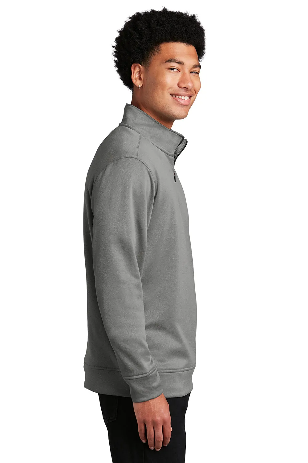 Sport-Tek Mens Heather Sport-Wick Moisture Wicking Fleece 1/4 Zip Sweatshirt - Heather Black Clothing Sport-Tek