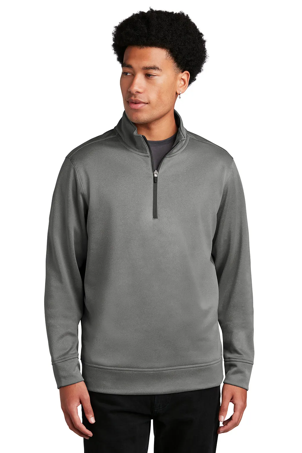 Sport-Tek Mens Heather Sport-Wick Moisture Wicking Fleece 1/4 Zip Sweatshirt - Heather Black Clothing Sport-Tek
