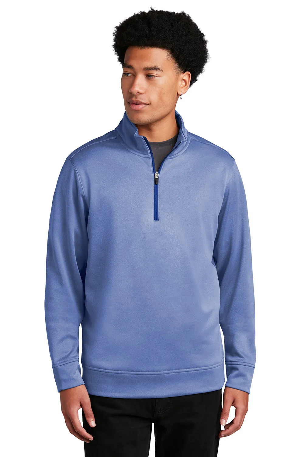 Sport-Tek Mens Heather Sport-Wick Moisture Wicking Fleece 1/4 Zip Sweatshirt - Heather True Royal Blue - Closeout Clothing Sport-Tek