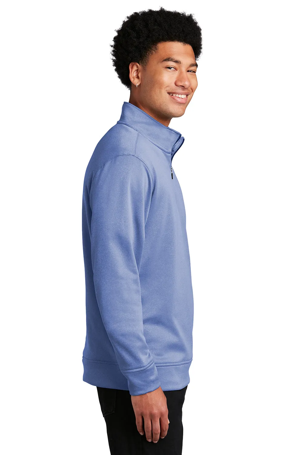 Sport-Tek Mens Heather Sport-Wick Moisture Wicking Fleece 1/4 Zip Sweatshirt - Heather True Royal Blue - Closeout Clothing Sport-Tek