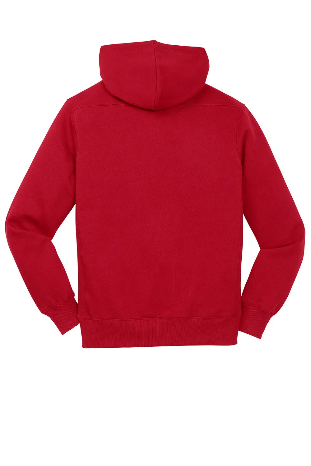 Sport-Tek Mens Lace Up Fleece Hooded Sweatshirt Hoodie w/ Pouch Pocket - Deep Red Clothing Sport-Tek