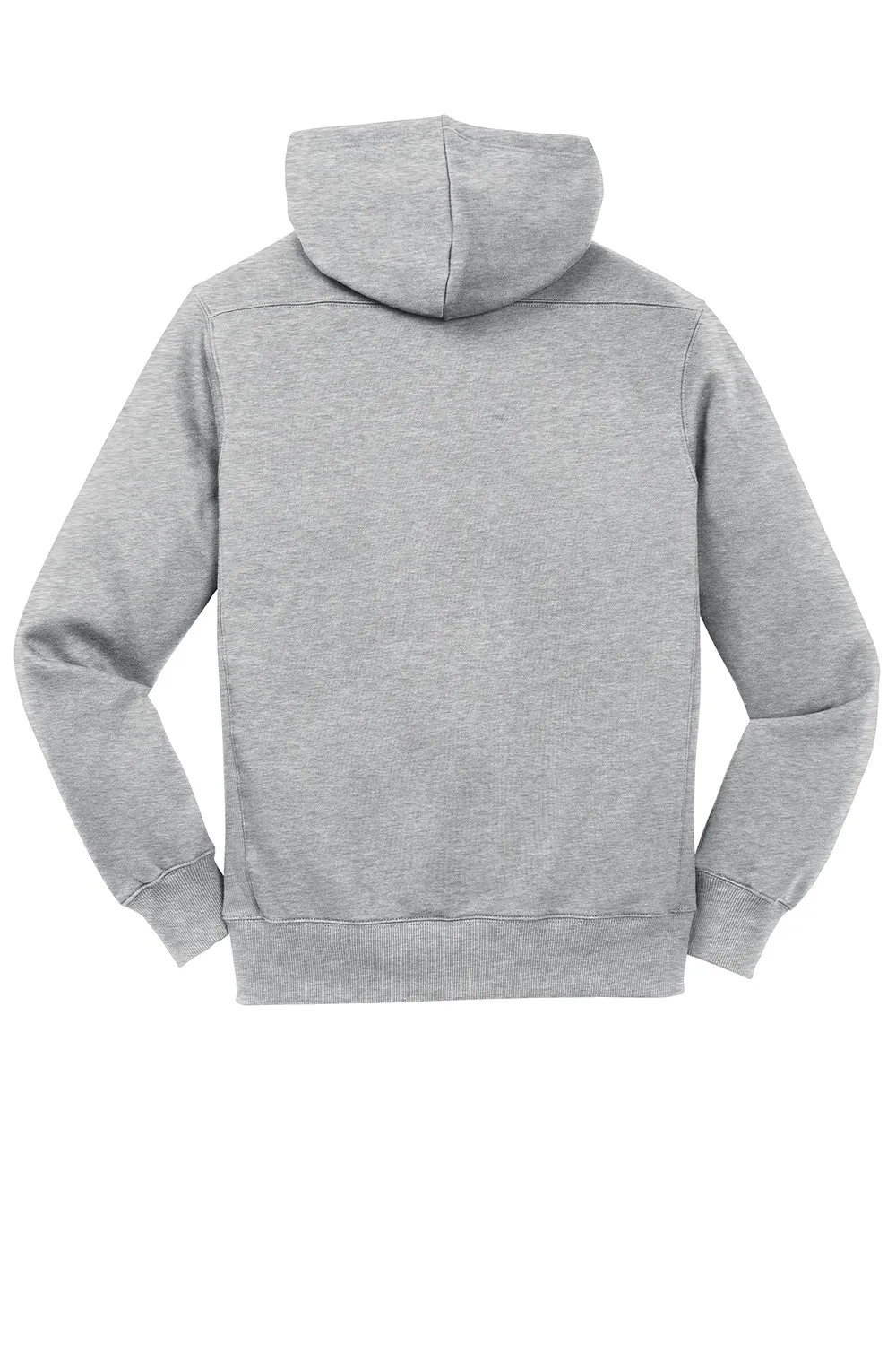 Sport-Tek Mens Lace Up Fleece Hooded Sweatshirt Hoodie w/ Pouch Pocket - Heather Grey