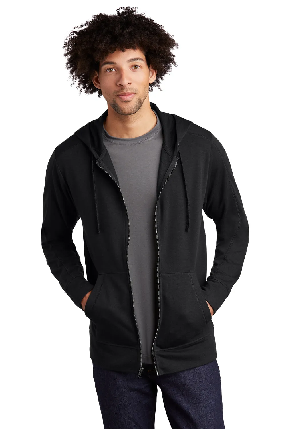 Sport-Tek Mens Moisture Wicking Fleece Full Zip Hooded Sweatshirt Hoodie w/ Pockets - Black Clothing Sport-Tek