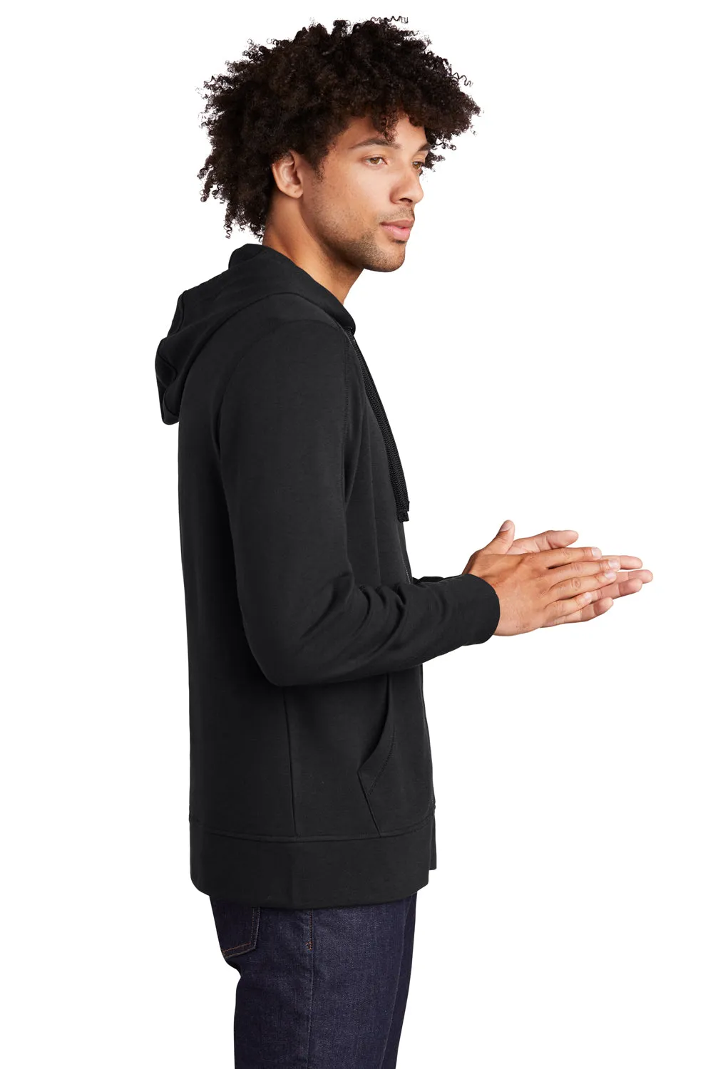 Sport-Tek Mens Moisture Wicking Fleece Full Zip Hooded Sweatshirt Hoodie w/ Pockets - Black Clothing Sport-Tek