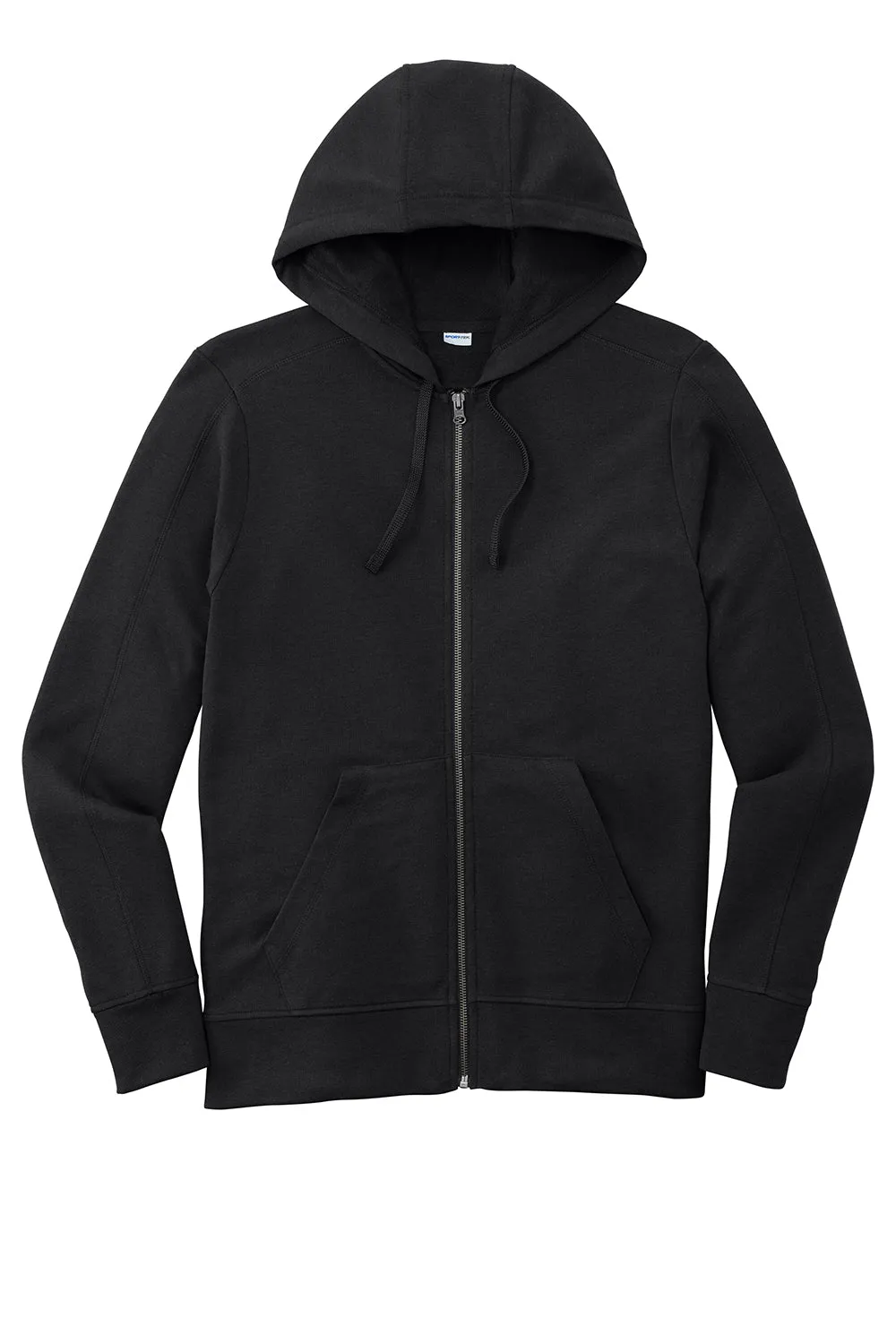 Sport-Tek Mens Moisture Wicking Fleece Full Zip Hooded Sweatshirt Hoodie w/ Pockets - Black Clothing Sport-Tek