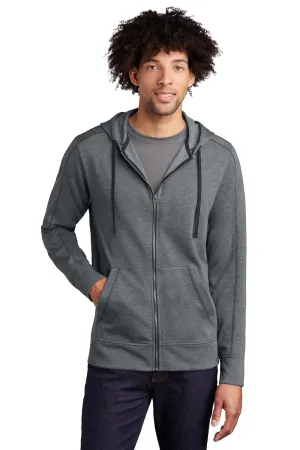 Sport-Tek Mens Moisture Wicking Fleece Full Zip Hooded Sweatshirt Hoodie w/ Pockets - Heather Dark Grey Clothing Sport-Tek