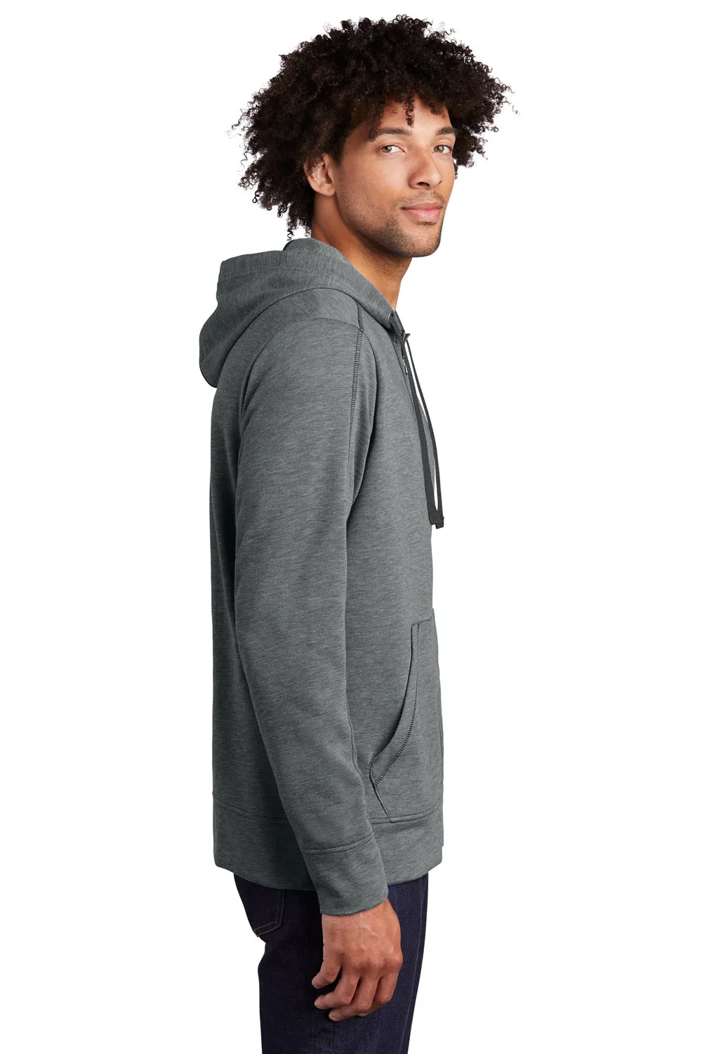 Sport-Tek Mens Moisture Wicking Fleece Full Zip Hooded Sweatshirt Hoodie w/ Pockets - Heather Dark Grey Clothing Sport-Tek
