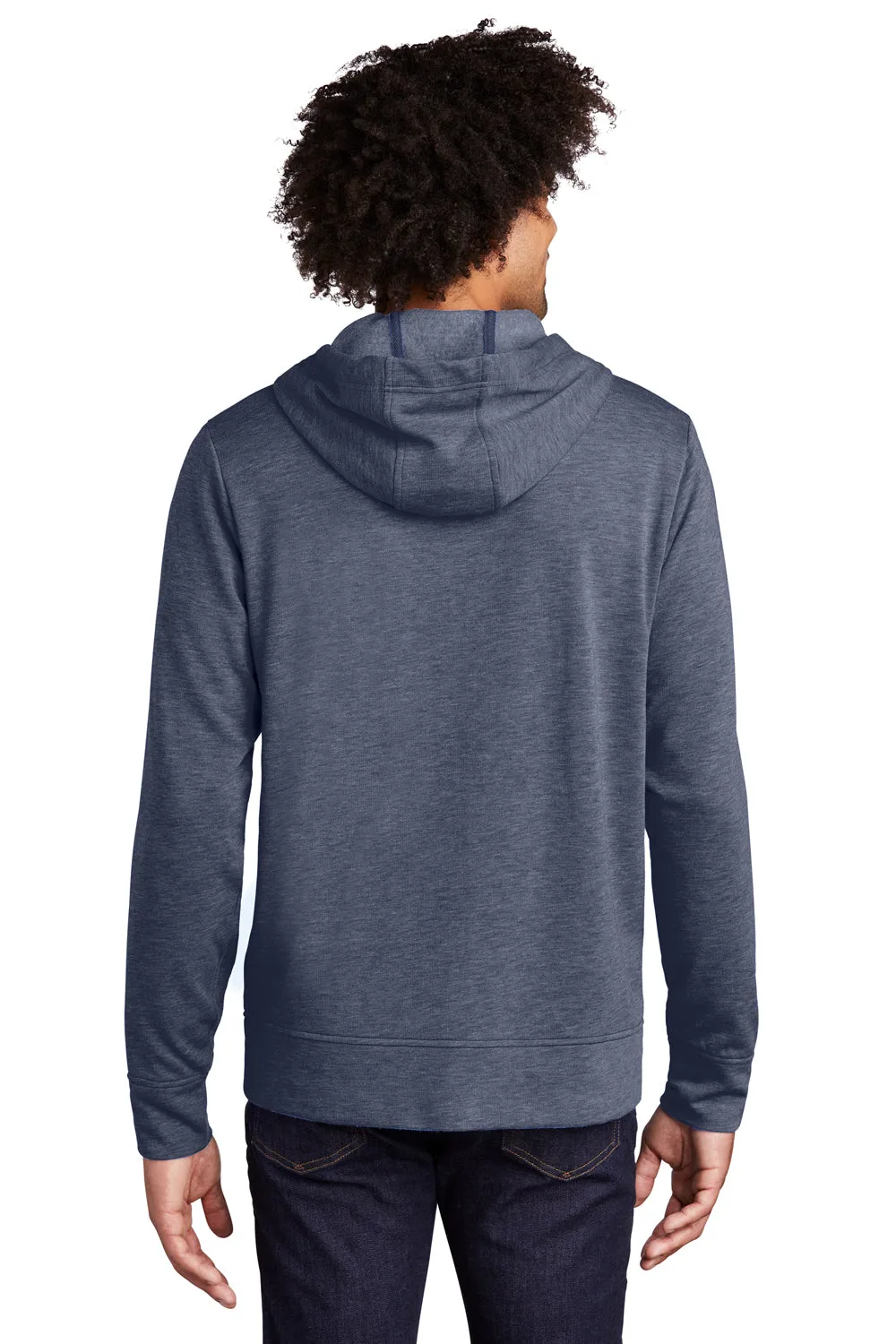 Sport-Tek Mens Moisture Wicking Fleece Full Zip Hooded Sweatshirt Hoodie w/ Pockets - Heather True Navy Blue Clothing Sport-Tek