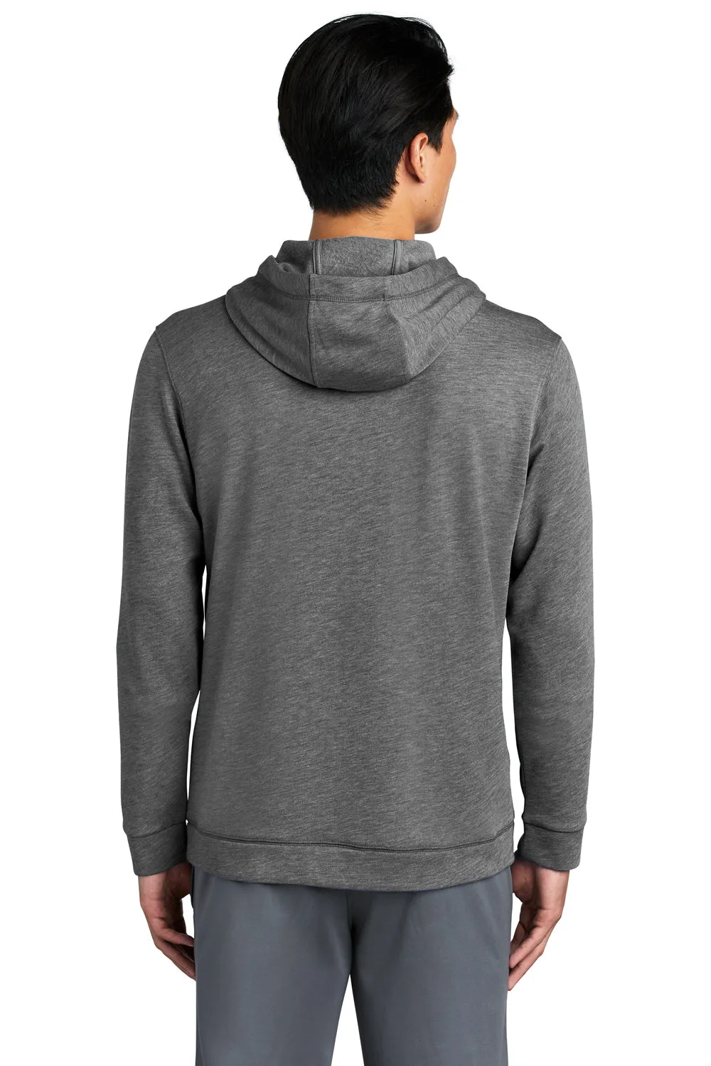 Sport-Tek Mens Moisture Wicking Fleece Hooded Sweatshirt Hoodie w/ Pouch Pocket - Heather Dark Grey Clothing Sport-Tek