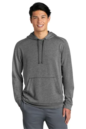 Sport-Tek Mens Moisture Wicking Fleece Hooded Sweatshirt Hoodie w/ Pouch Pocket - Heather Dark Grey Clothing Sport-Tek