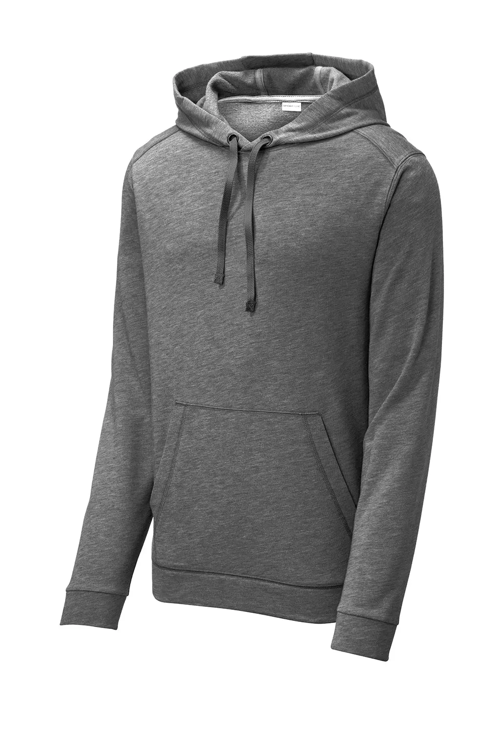Sport-Tek Mens Moisture Wicking Fleece Hooded Sweatshirt Hoodie w/ Pouch Pocket - Heather Dark Grey Clothing Sport-Tek