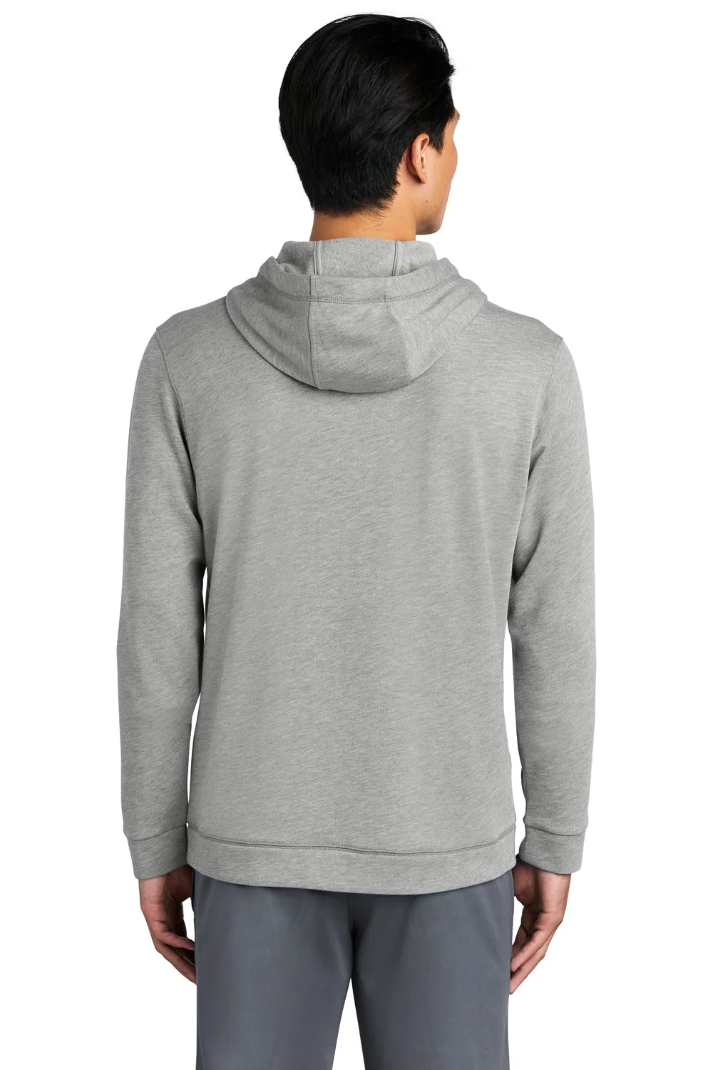 Sport-Tek Mens Moisture Wicking Fleece Hooded Sweatshirt Hoodie w/ Pouch Pocket - Heather Light Grey Clothing Sport-Tek