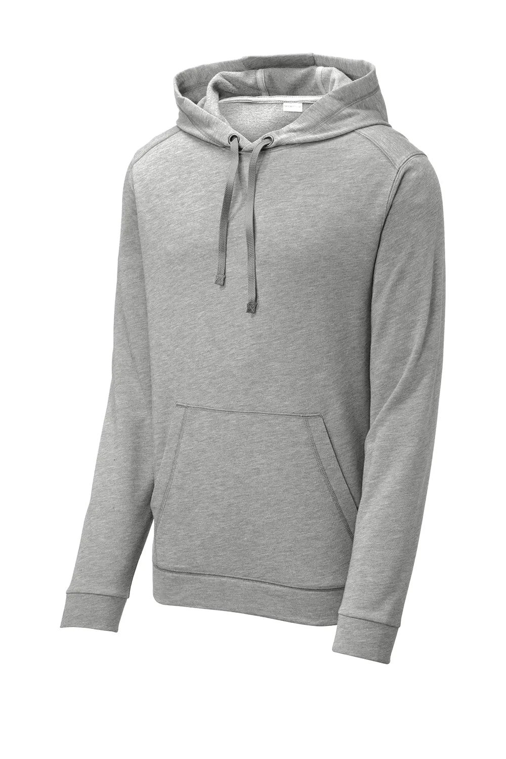 Sport-Tek Mens Moisture Wicking Fleece Hooded Sweatshirt Hoodie w/ Pouch Pocket - Heather Light Grey Clothing Sport-Tek