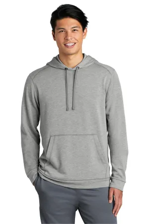 Sport-Tek Mens Moisture Wicking Fleece Hooded Sweatshirt Hoodie w/ Pouch Pocket - Heather Light Grey Clothing Sport-Tek