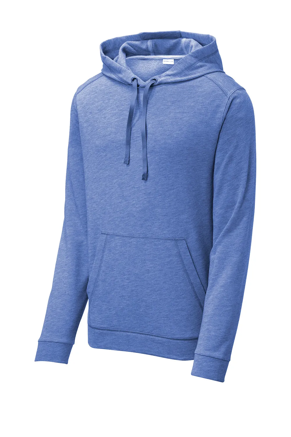 Sport-Tek Mens Moisture Wicking Fleece Hooded Sweatshirt Hoodie w/ Pouch Pocket - Heather True Royal Blue - Closeout Clothing Sport-Tek