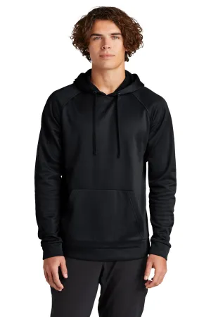 Sport-Tek Mens Re-Compete Fleece Anti Static Hooded Sweatshirt Hoodie w/ Pouch Pocket - Black
