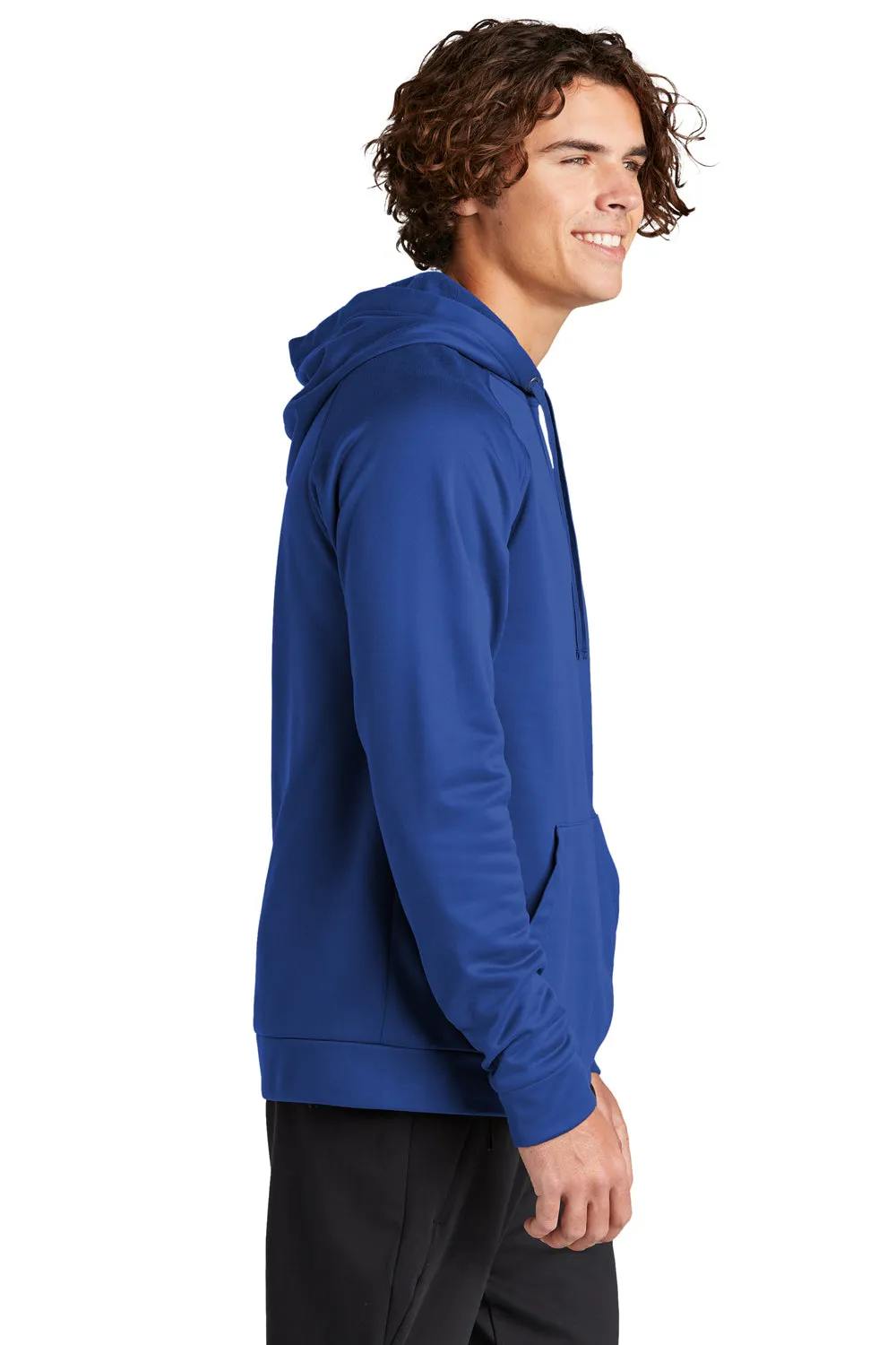 Sport-Tek Mens Re-Compete Fleece Anti Static Hooded Sweatshirt Hoodie w/ Pouch Pocket - True Royal Blue