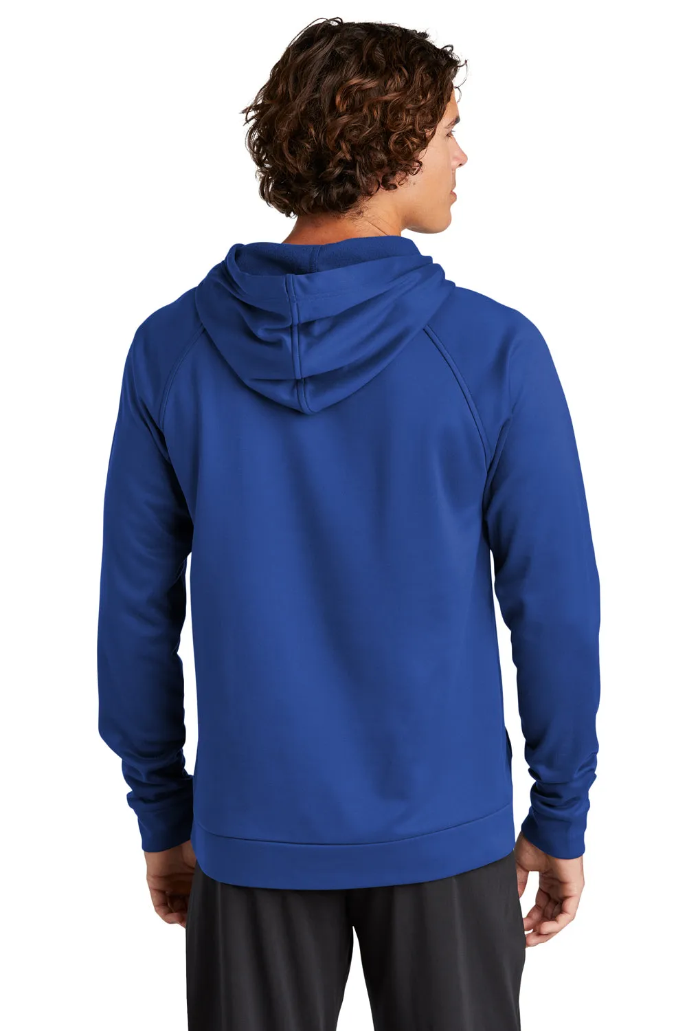 Sport-Tek Mens Re-Compete Fleece Anti Static Hooded Sweatshirt Hoodie w/ Pouch Pocket - True Royal Blue