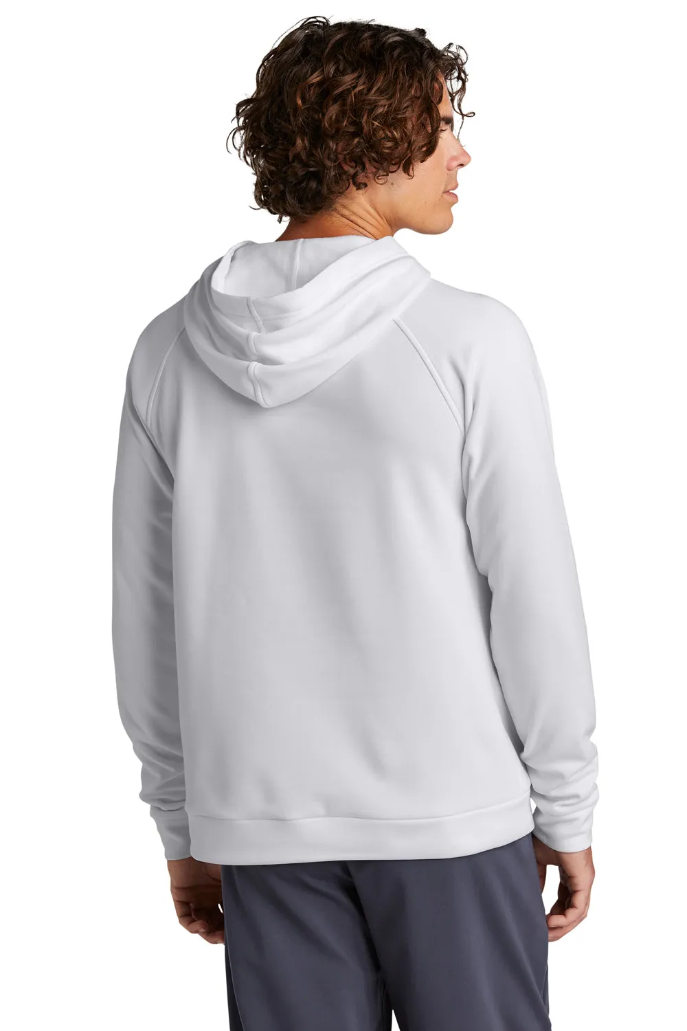 Sport-Tek Mens Re-Compete Fleece Anti Static Hooded Sweatshirt Hoodie w/ Pouch Pocket - White