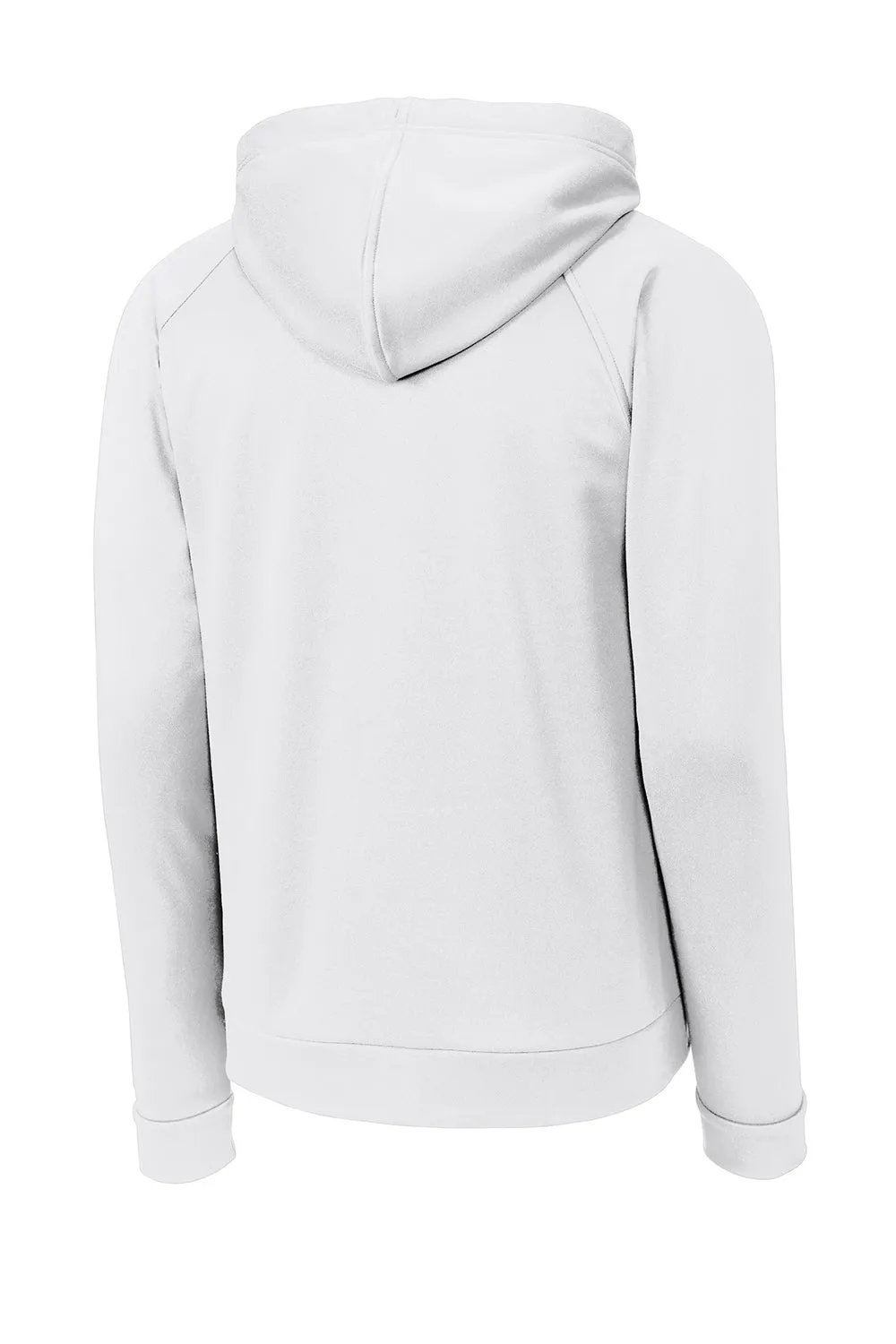 Sport-Tek Mens Re-Compete Fleece Anti Static Hooded Sweatshirt Hoodie w/ Pouch Pocket - White
