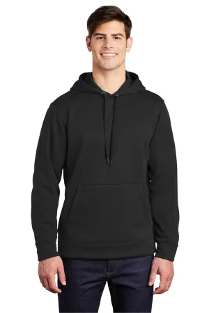 Sport-Tek Mens Repel Moisture Wicking Hooded Sweatshirt Hoodie w/ Pouch Pocket - Black Clothing Sport-Tek