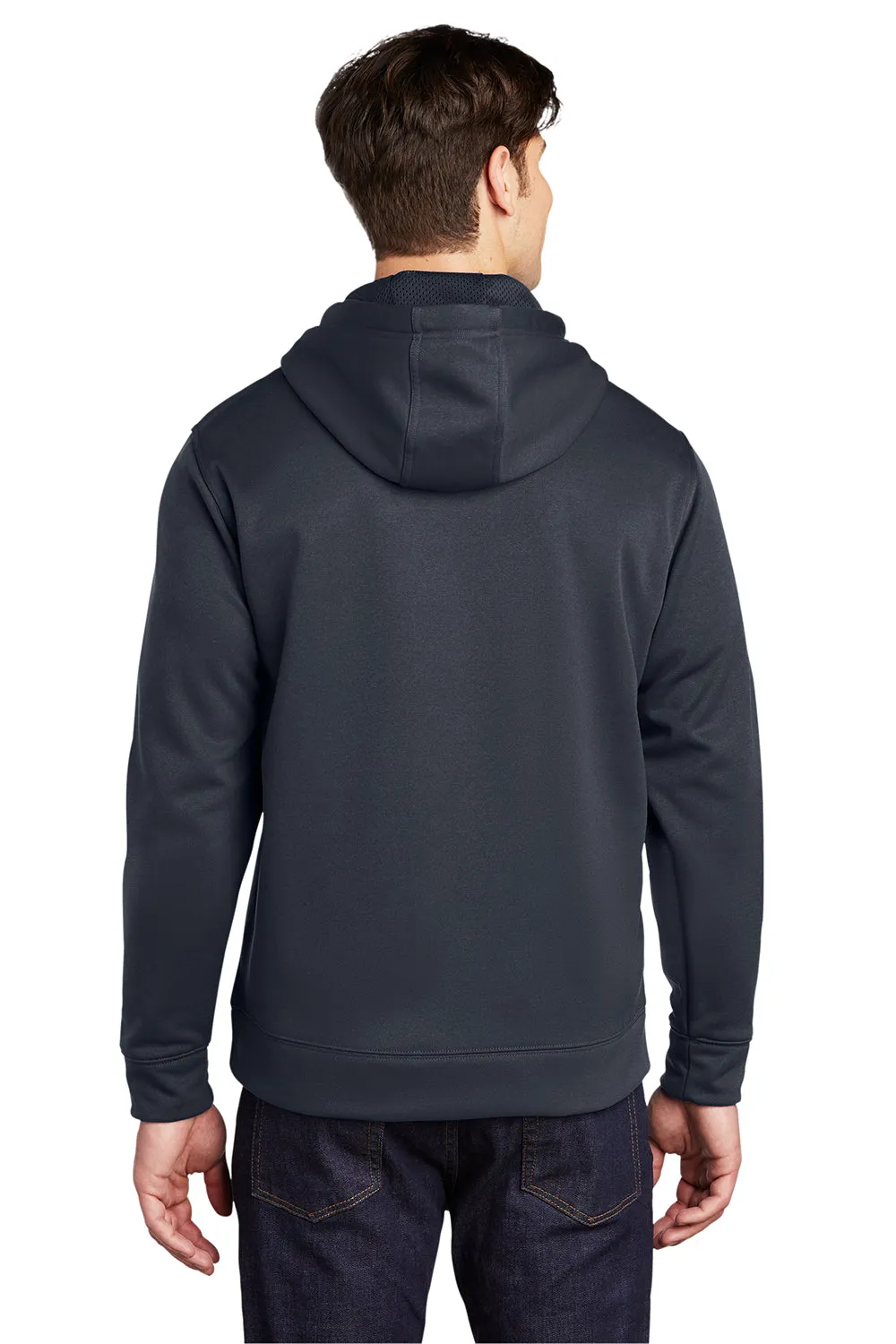 Sport-Tek Mens Repel Moisture Wicking Hooded Sweatshirt Hoodie w/ Pouch Pocket - Graphite Grey Clothing Sport-Tek