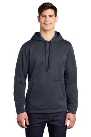 Sport-Tek Mens Repel Moisture Wicking Hooded Sweatshirt Hoodie w/ Pouch Pocket - Graphite Grey Clothing Sport-Tek