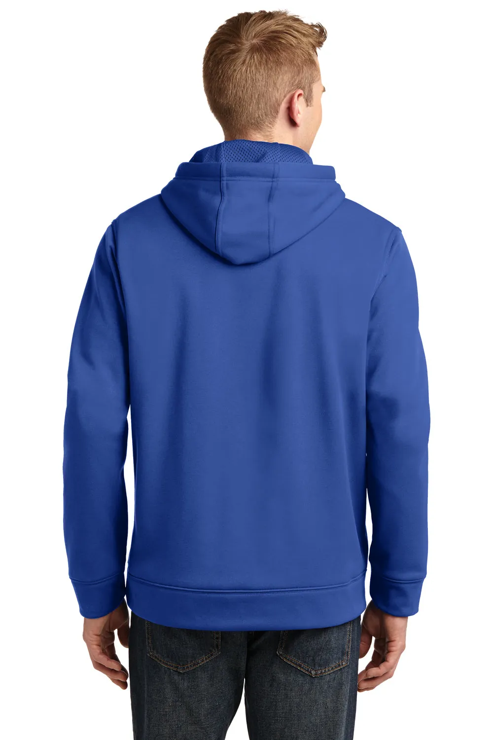 Sport-Tek Mens Repel Moisture Wicking Hooded Sweatshirt Hoodie w/ Pouch Pocket - True Royal Blue - Closeout Clothing Sport-Tek