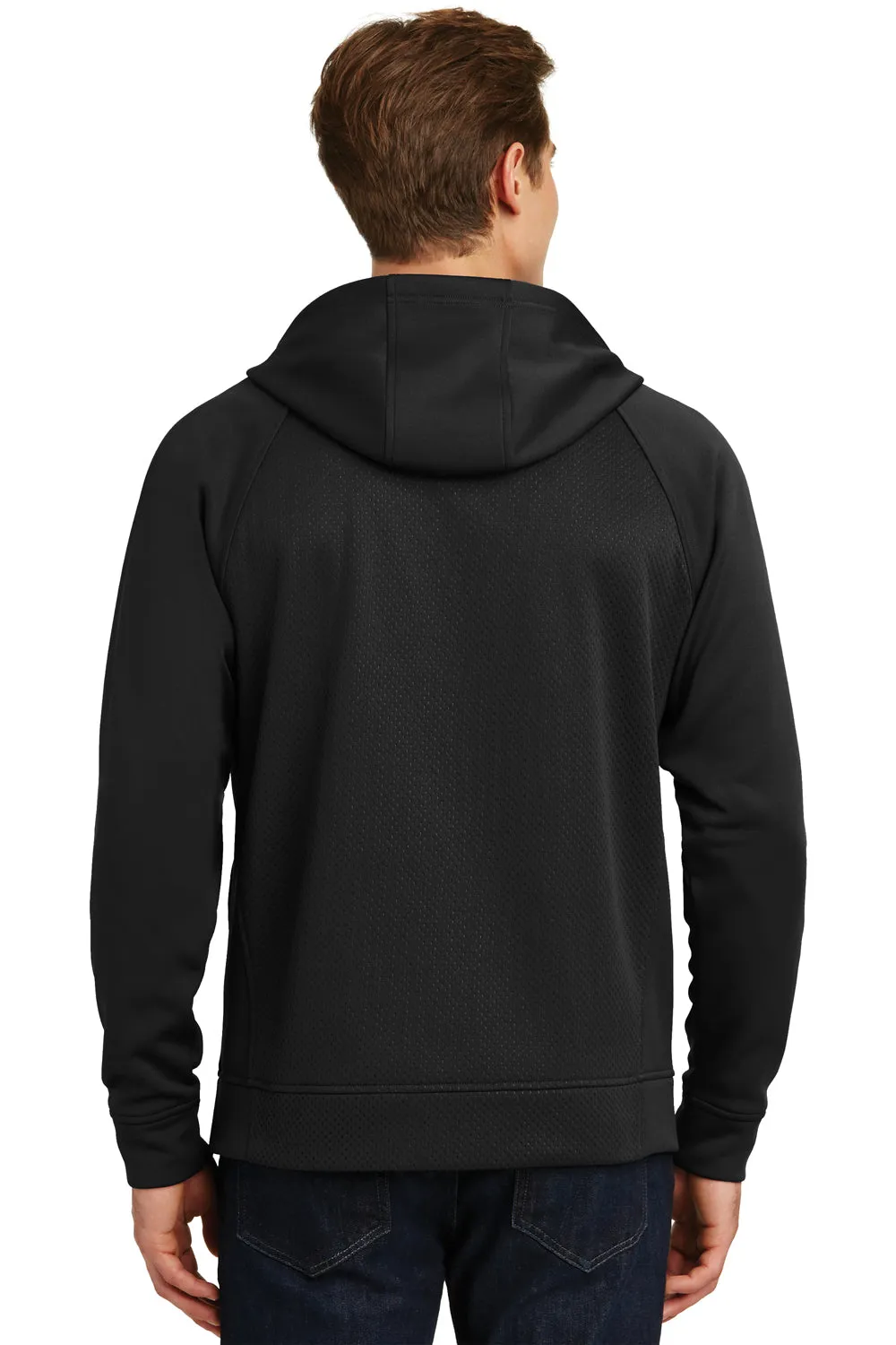 Sport-Tek Mens Rival Tech Moisture Wicking Fleece Full Zip Hooded Sweatshirt Hoodie w/ Pockets - Black - Closeout Clothing Sport-Tek