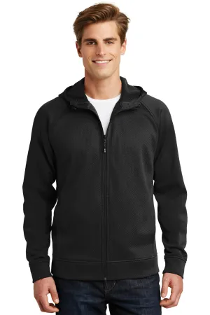 Sport-Tek Mens Rival Tech Moisture Wicking Fleece Full Zip Hooded Sweatshirt Hoodie w/ Pockets - Black - Closeout Clothing Sport-Tek