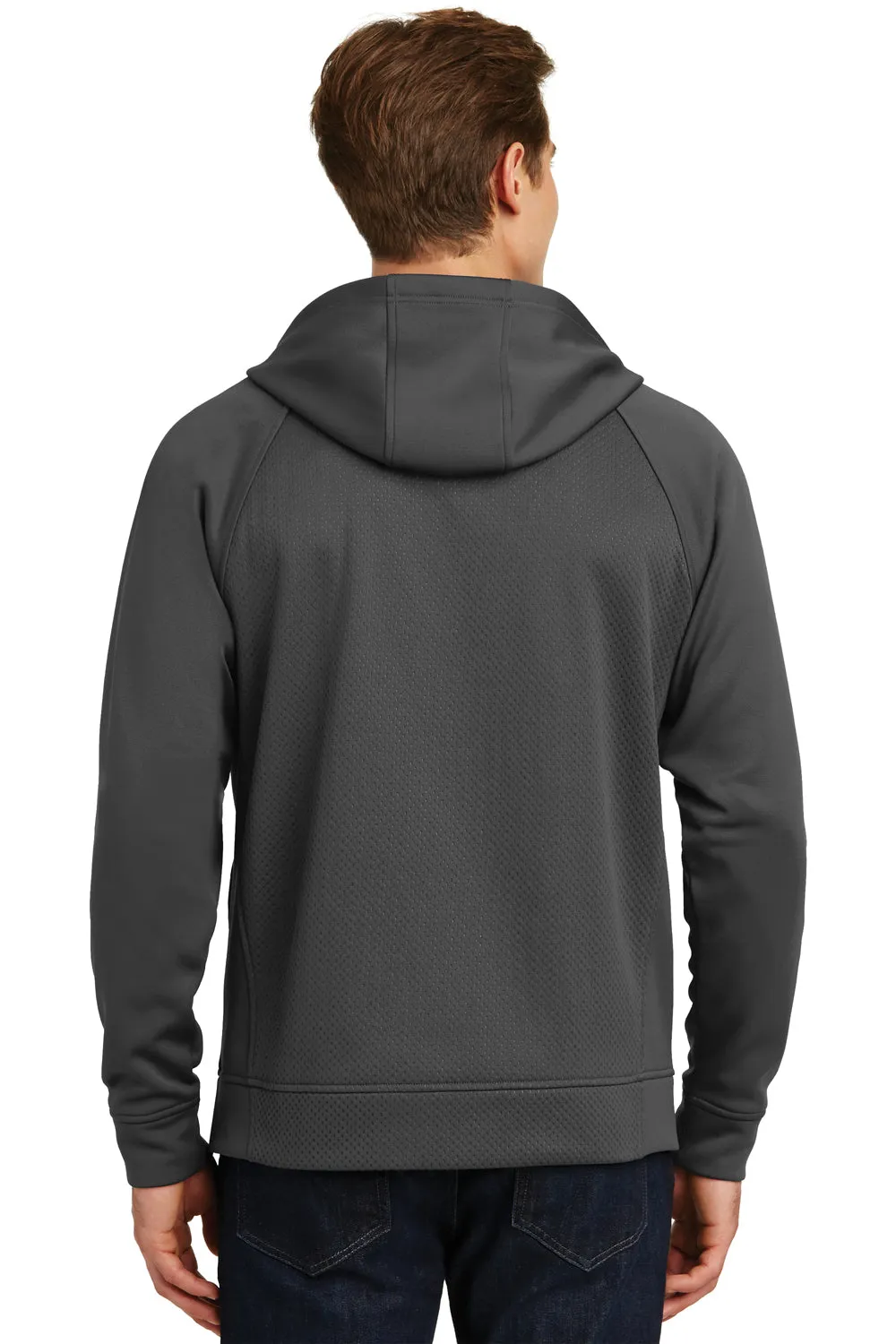 Sport-Tek Mens Rival Tech Moisture Wicking Fleece Full Zip Hooded Sweatshirt Hoodie w/ Pockets - Iron Grey - Closeout