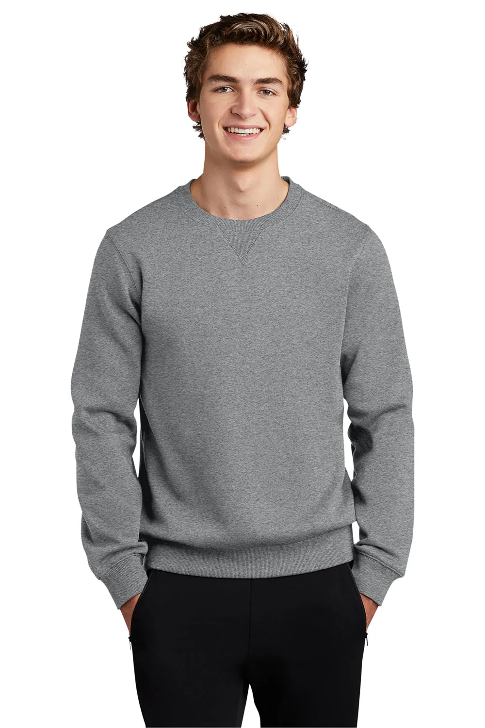 Sport-Tek Mens Shrink Resistant Fleece Crewneck Sweatshirt - Heather Vintage Grey Clothing Sport-Tek
