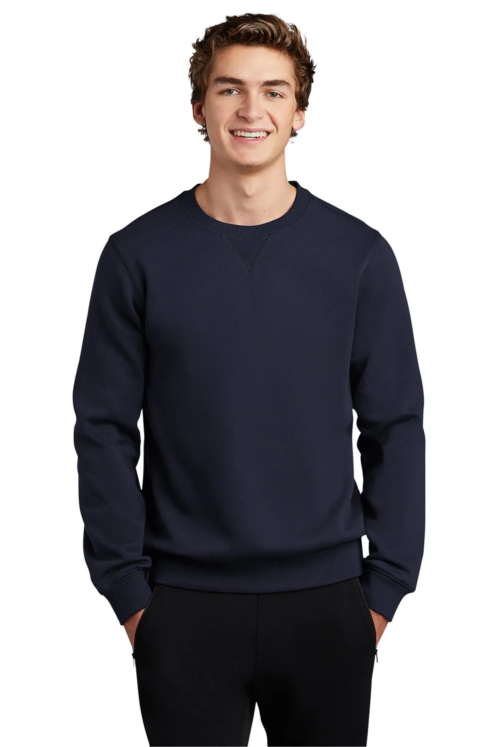 Sport-Tek Mens Shrink Resistant Fleece Crewneck Sweatshirt - True Navy Blue Clothing Sport-Tek
